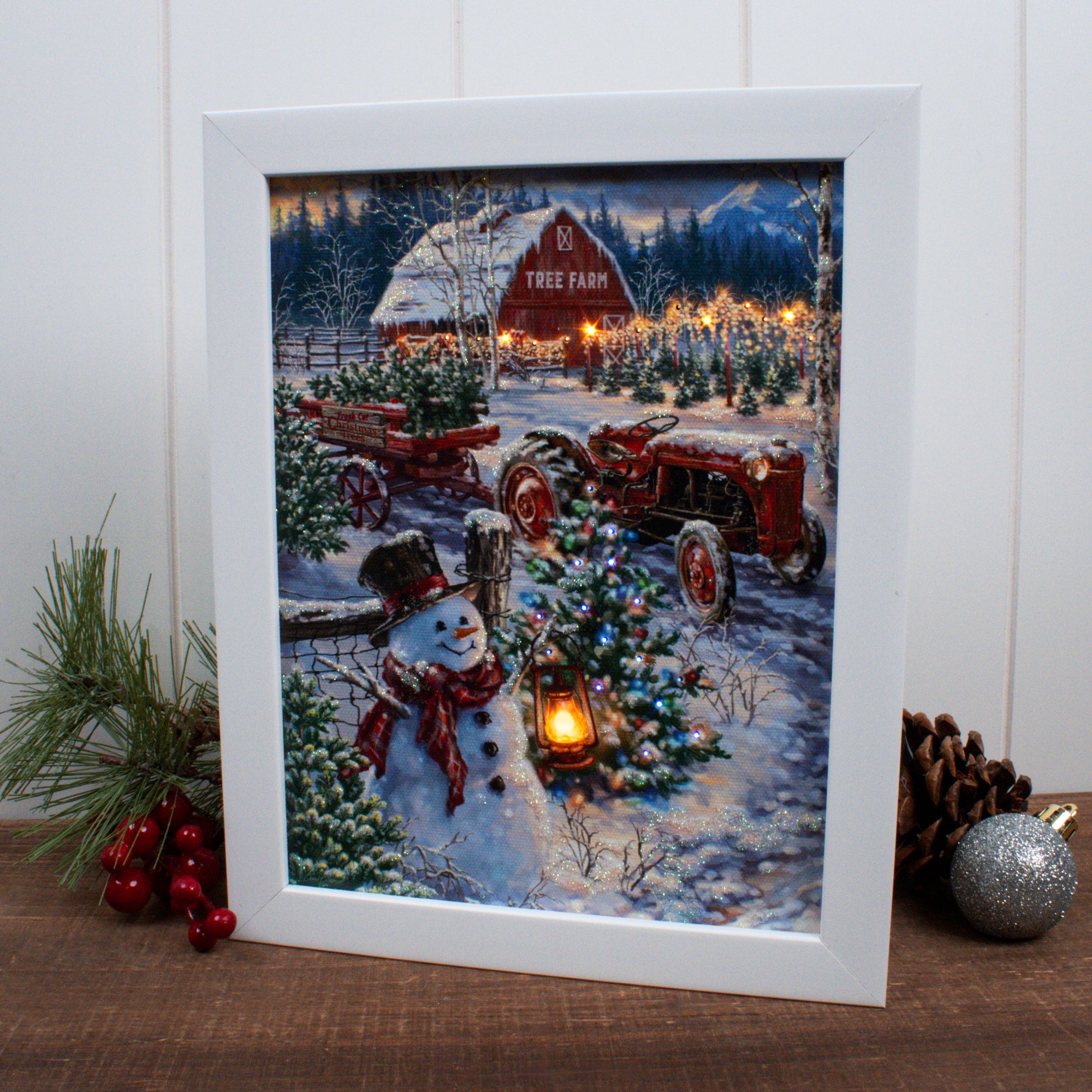 Christmas Tree Farm Lighted Shadow Box