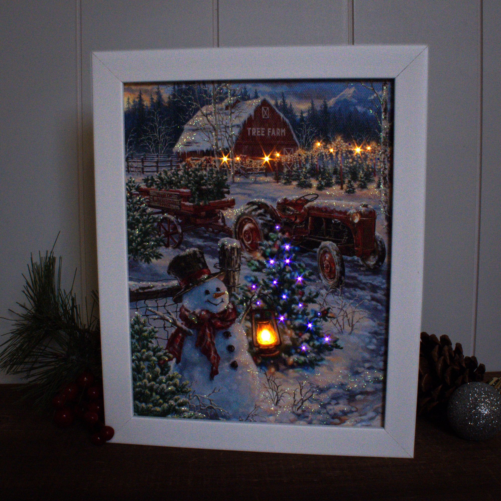 Christmas Tree Farm Lighted Shadow Box