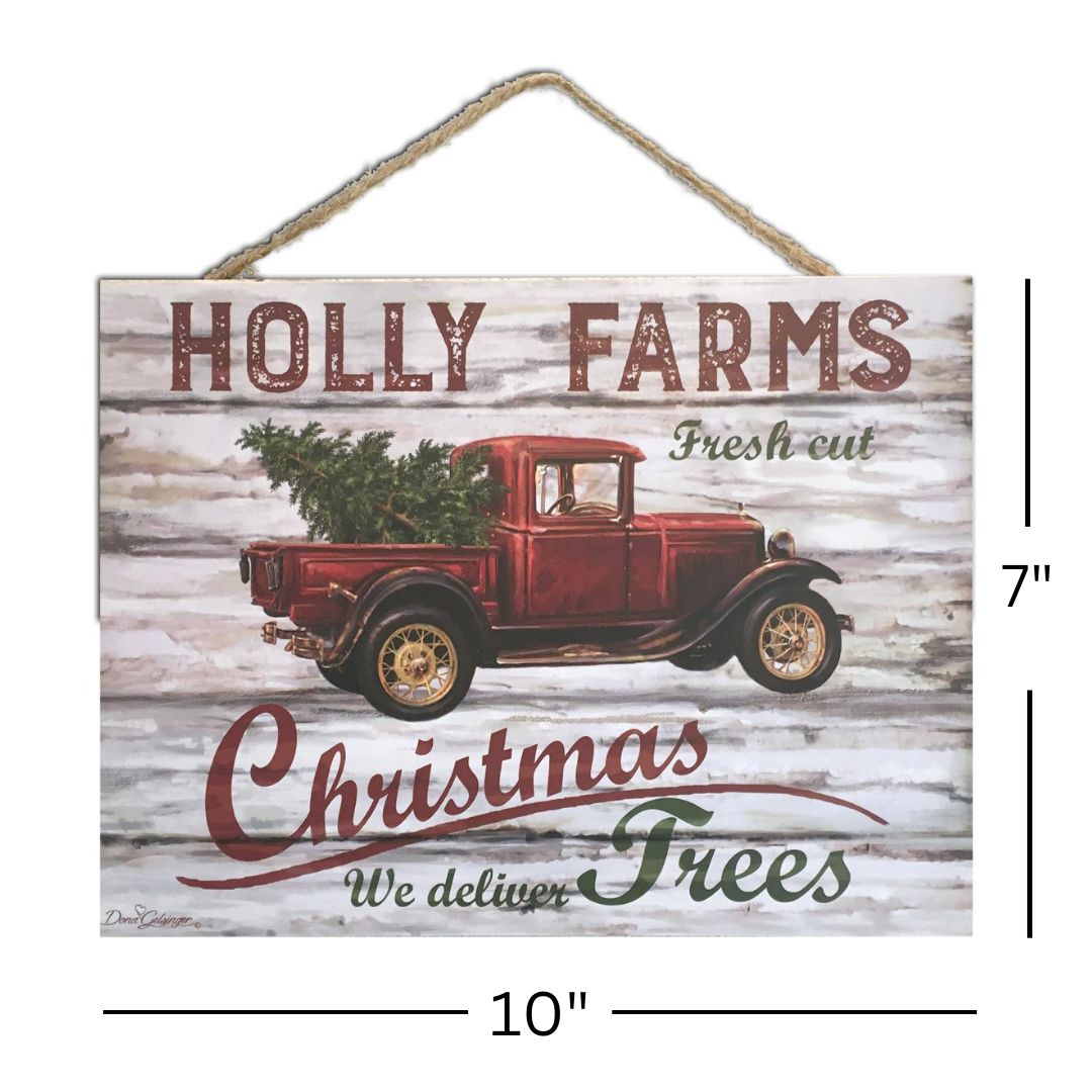 Holly Farms Wooden Sign with Rope Hanger
