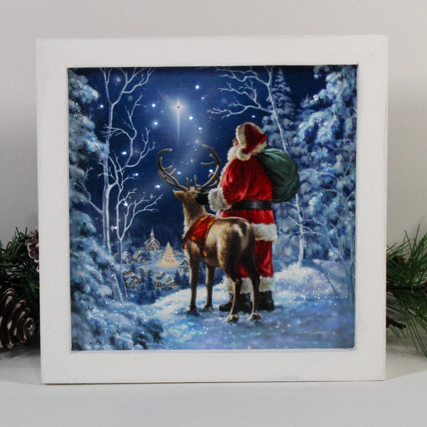 Starry Night Santa Lighted Shadow Box | Glow Decor