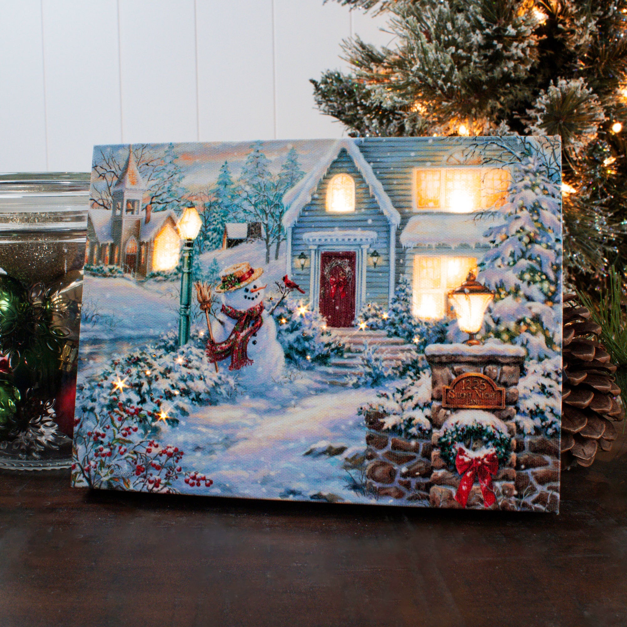 Silent Night Lane 8x6 Lighted Tabletop Canvas