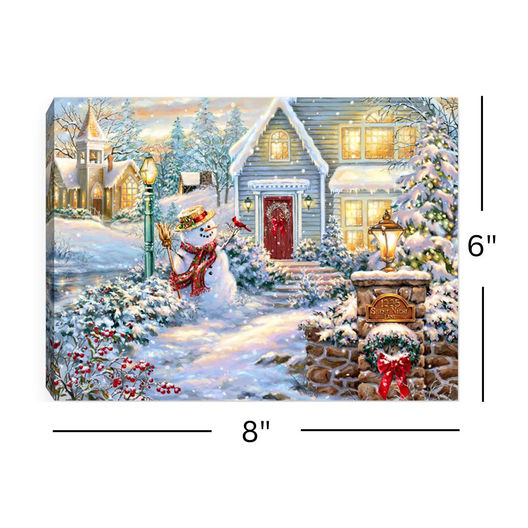 Silent Night Lane 8x6 Lighted Tabletop Canvas