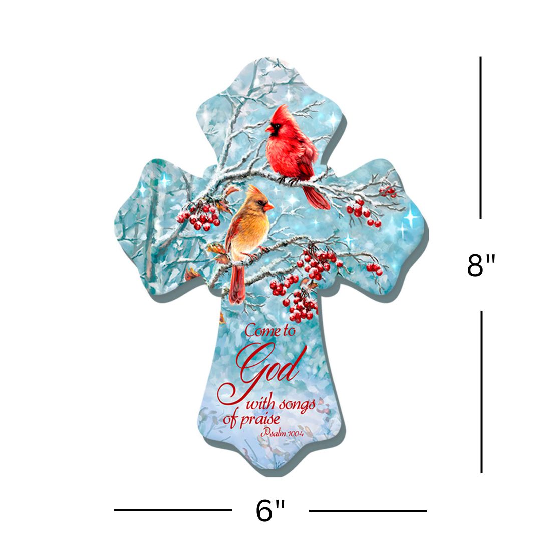 Winter Cardinals Wooden Cross