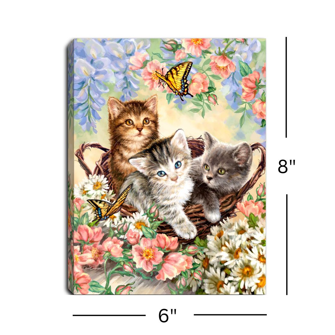 Kittens in the Garden 8x6 Lighted Tabletop Canvas