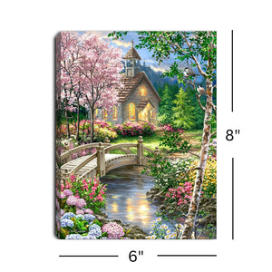 Spring Chapel 8x6 Lighted Tabletop Canvas