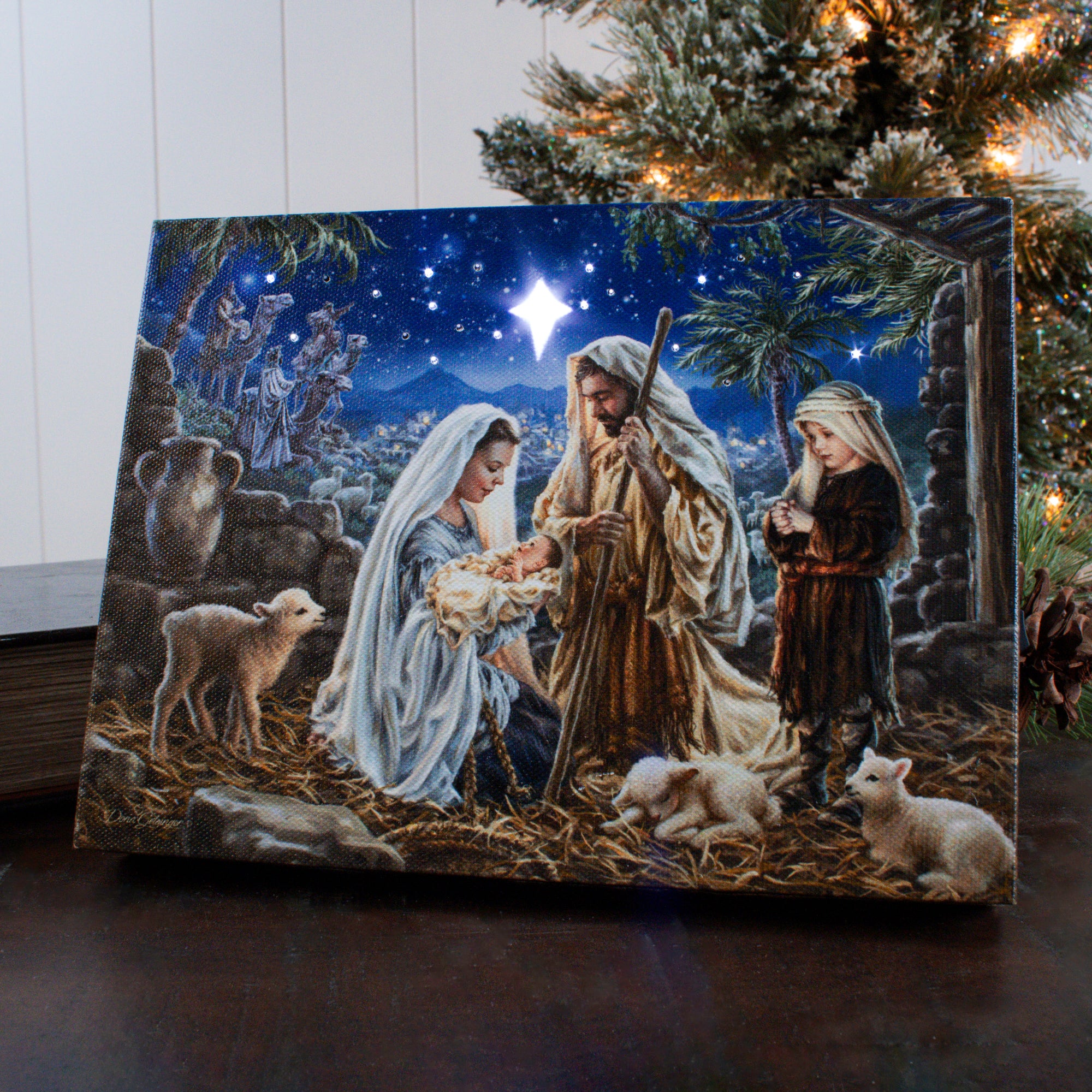 Let Us Adore Him 8x6 Lighted Tabletop Canvas
