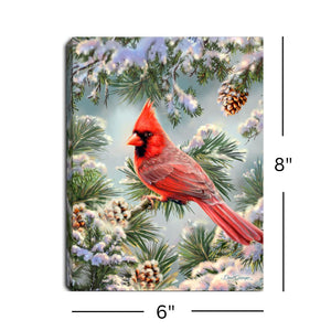 Snowy Pine Cardinal 8x6 Lighted Tabletop Canvas