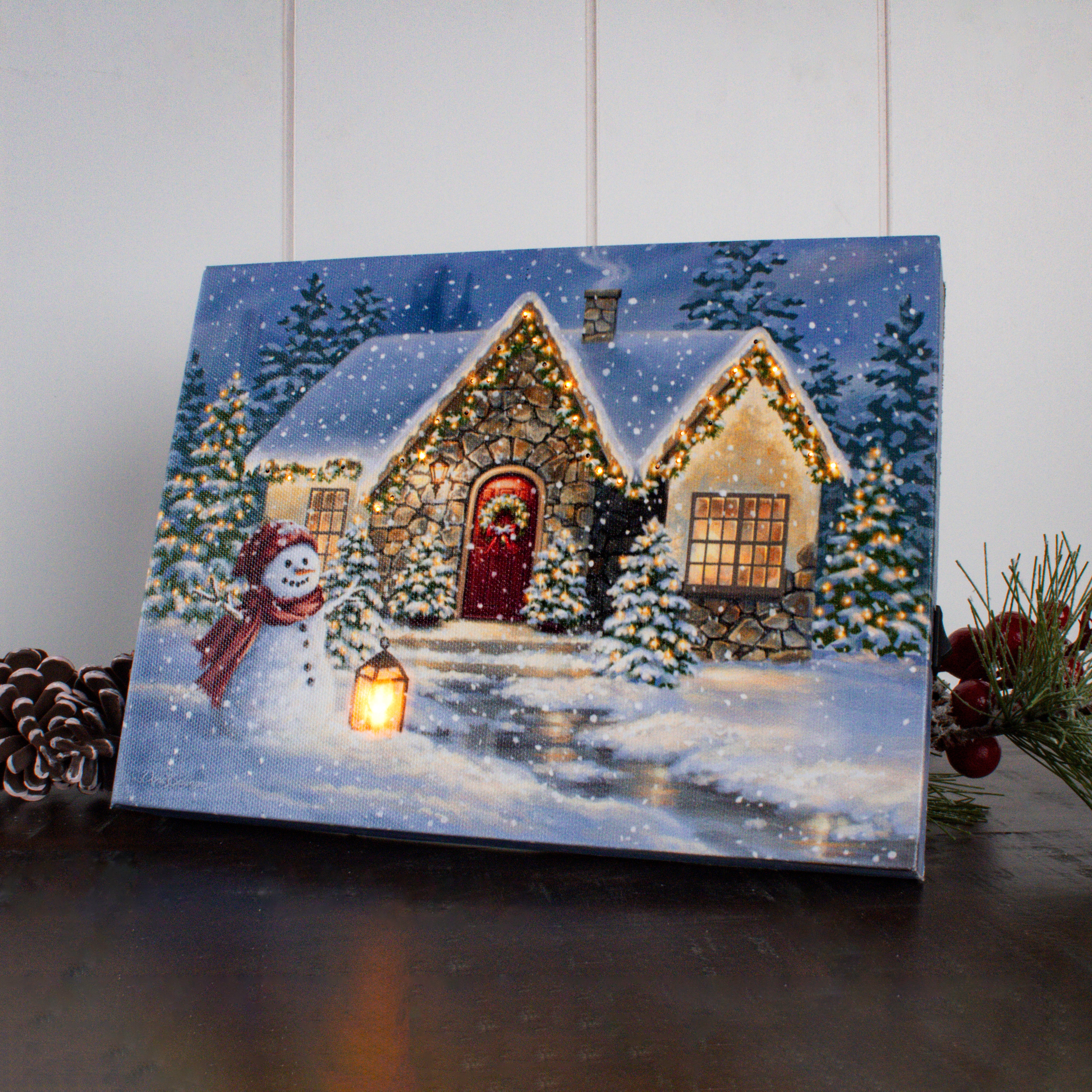  Oak Street Christmas Winter Scenes LED Art 8x6