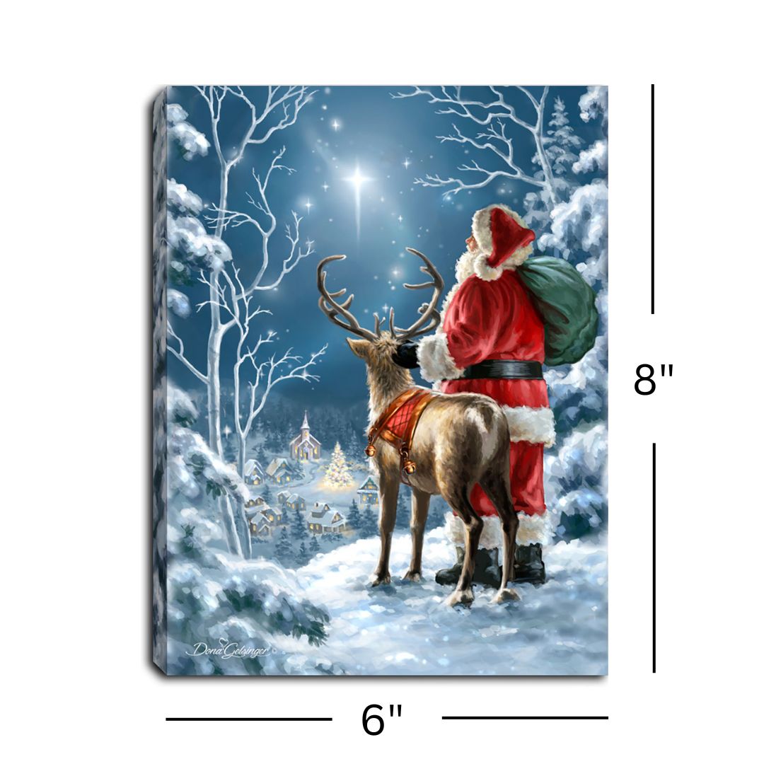 Starry Night Santa 8x6 Lighted Tabletop Canvas