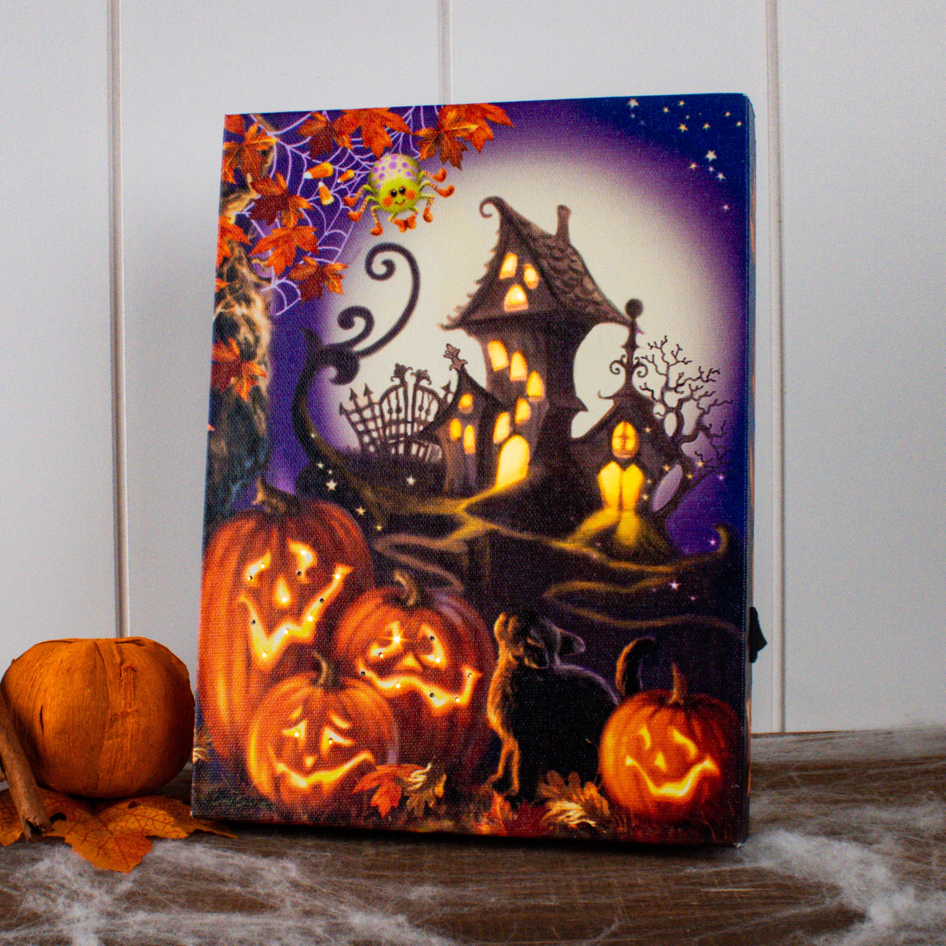 Lighted Halloween Decorative Throw Pillow - Haunted House