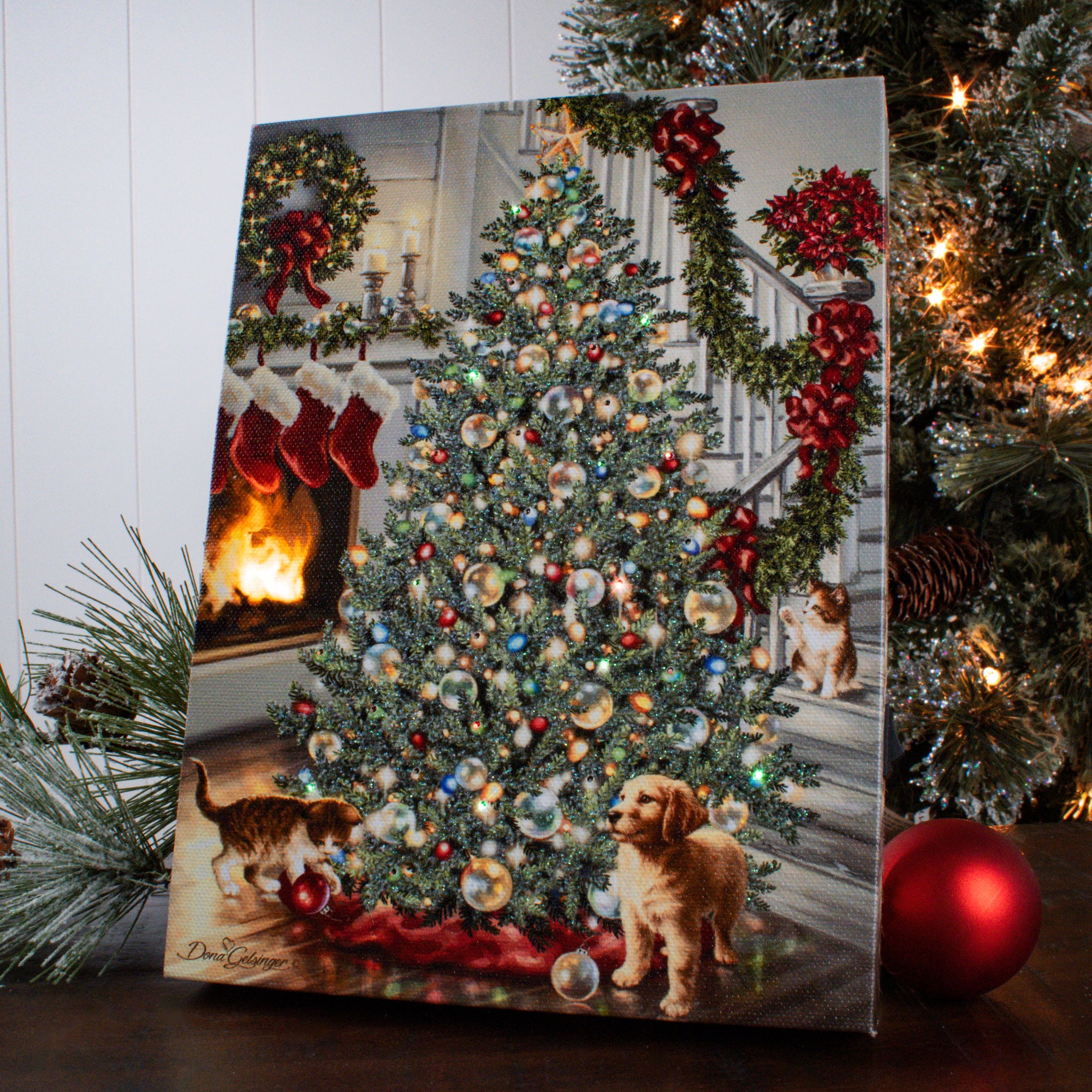 Merry and Bright 8x6 Lighted Tabletop Canvas