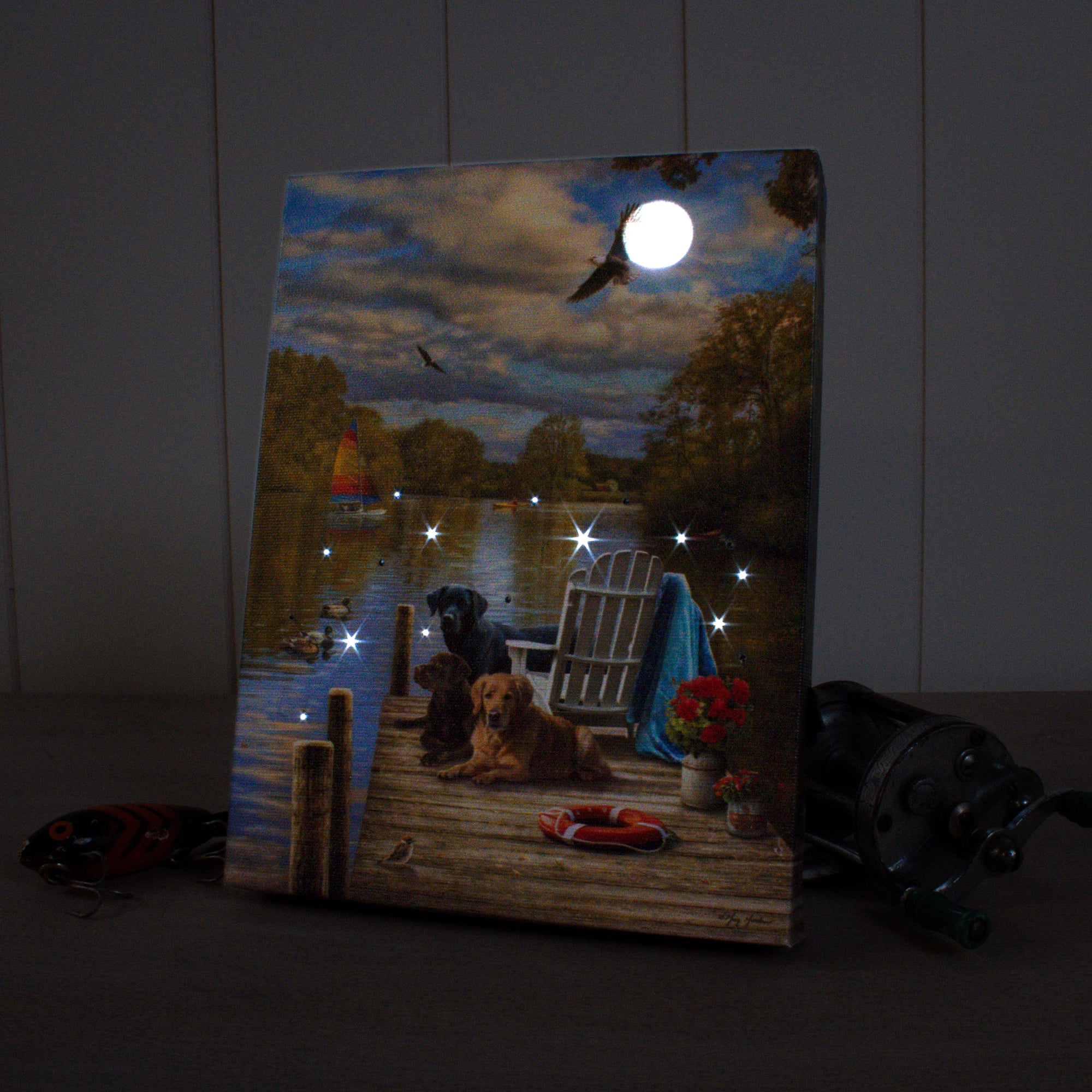 Summer on the Dock 8x6 Lighted Tabletop Canvas