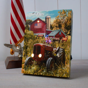 Patriotic Farm 8x6 Lighted Tabletop Canvas