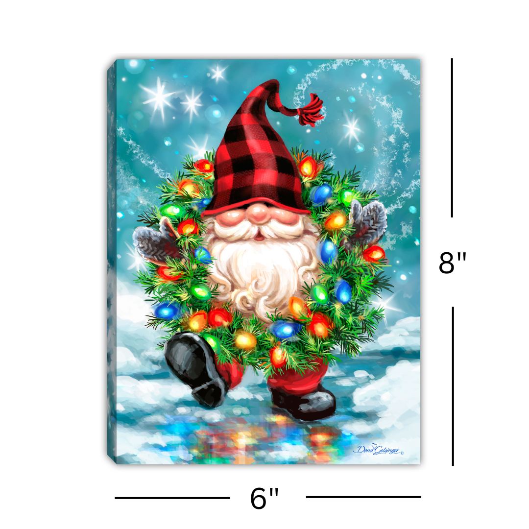 Gnome for the Holidays 8x6 Lighted Tabletop Canvas