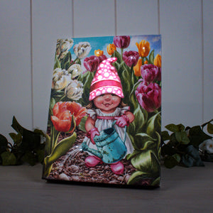 Tulip Gnome 8x6 Lighted Tabletop Canvas