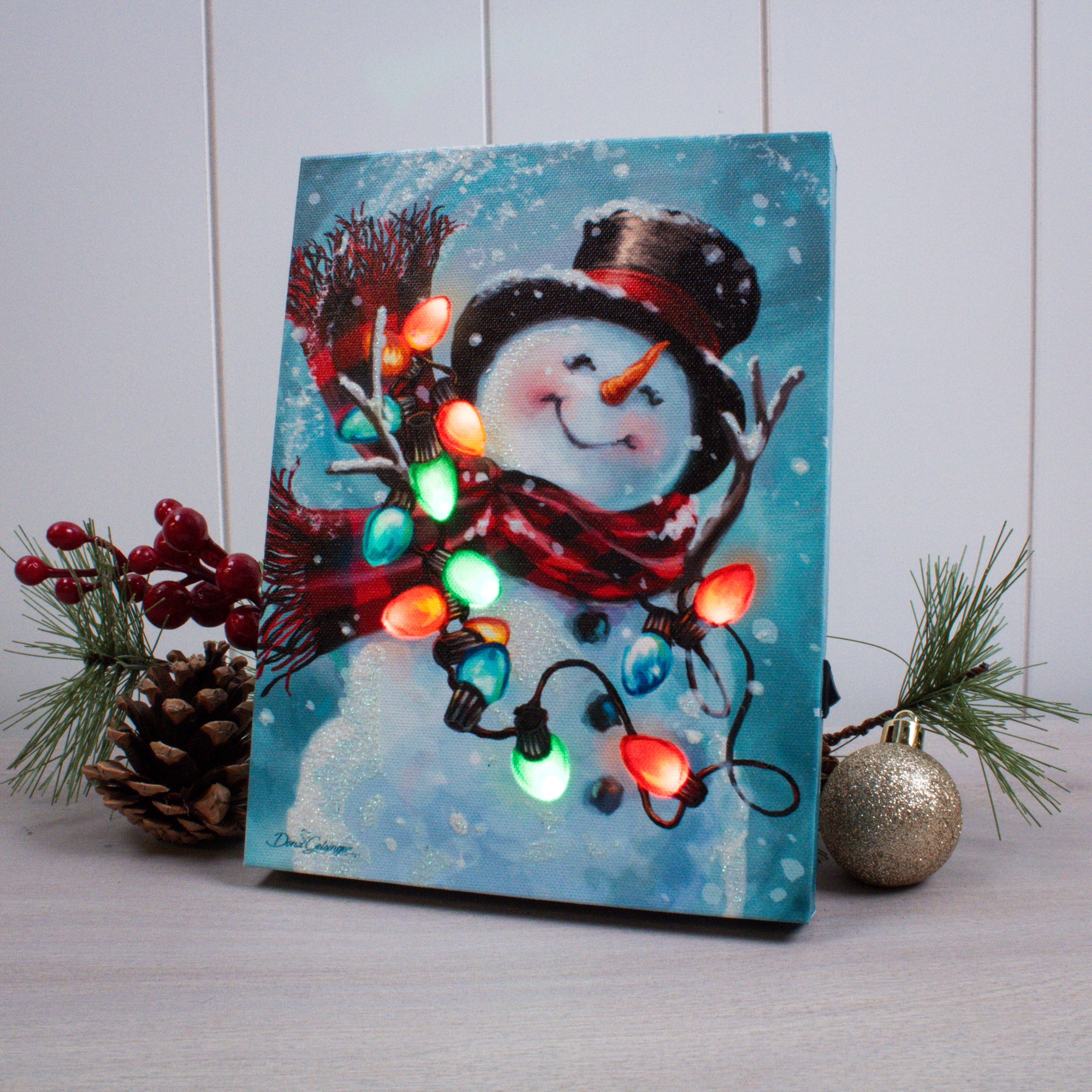 Christmas Joy 8x6 Lighted Tabletop Canvas