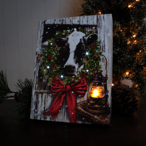 Christmas on the Farm 8x6 Lighted Tabletop Canvas