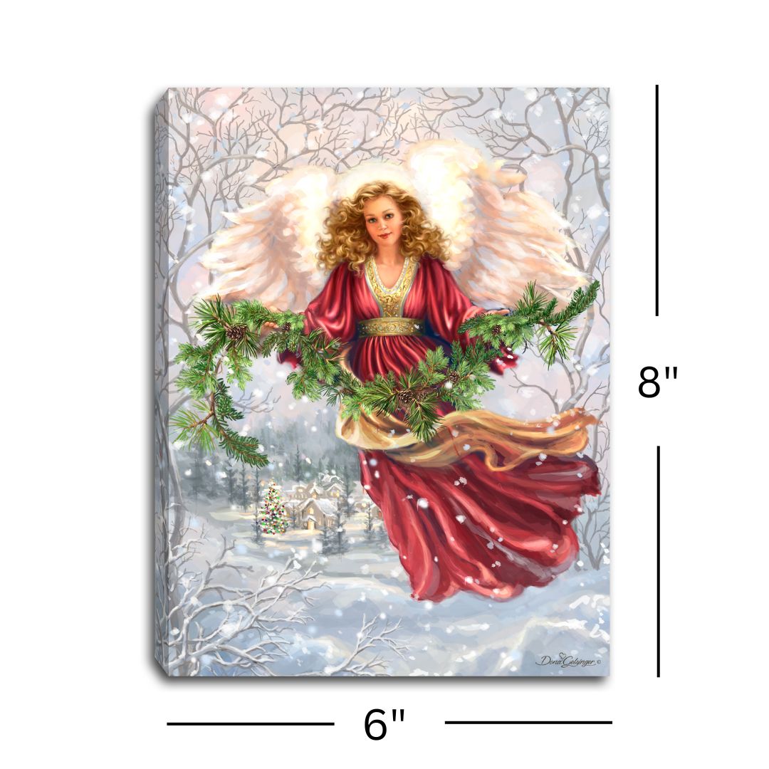 Snowfall Angel 8x6 Lighted Tabletop Canvas