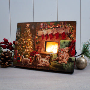 Golden Christmas 8x6 Lighted Tabletop Canvas