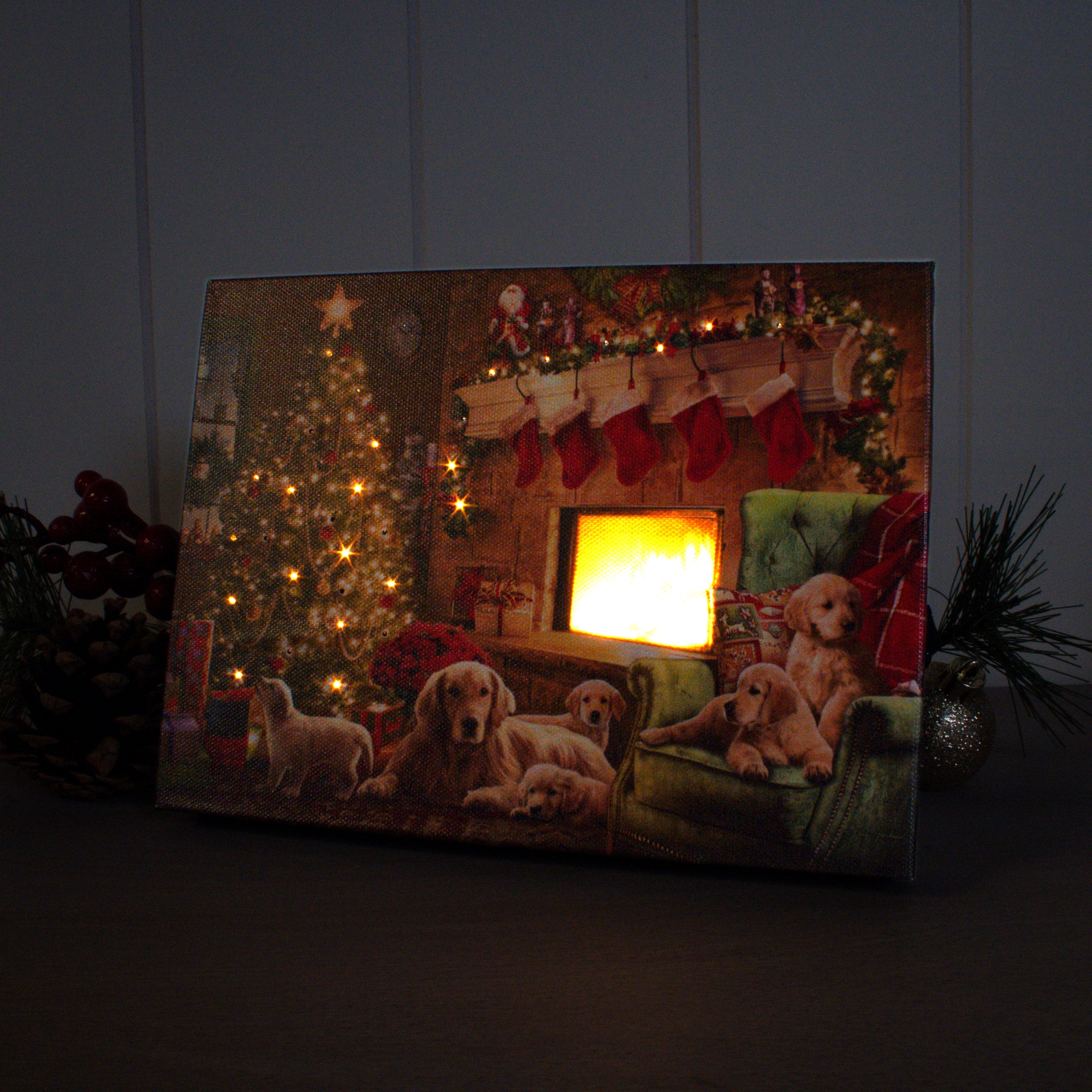 Golden Christmas 8x6 Lighted Tabletop Canvas