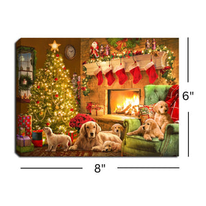 Golden Christmas 8x6 Lighted Tabletop Canvas