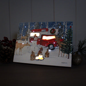 Christmas Campout 8x6 Lighted Tabletop Canvas