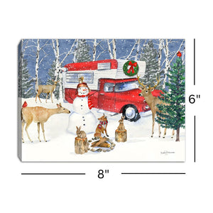 Christmas Campout 8x6 Lighted Tabletop Canvas