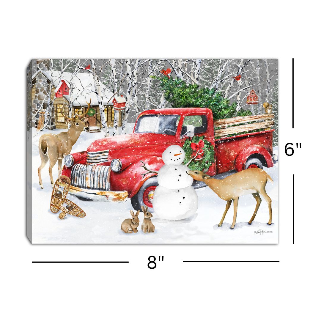 Christmas Truck 8x6 Lighted Tabletop Canvas