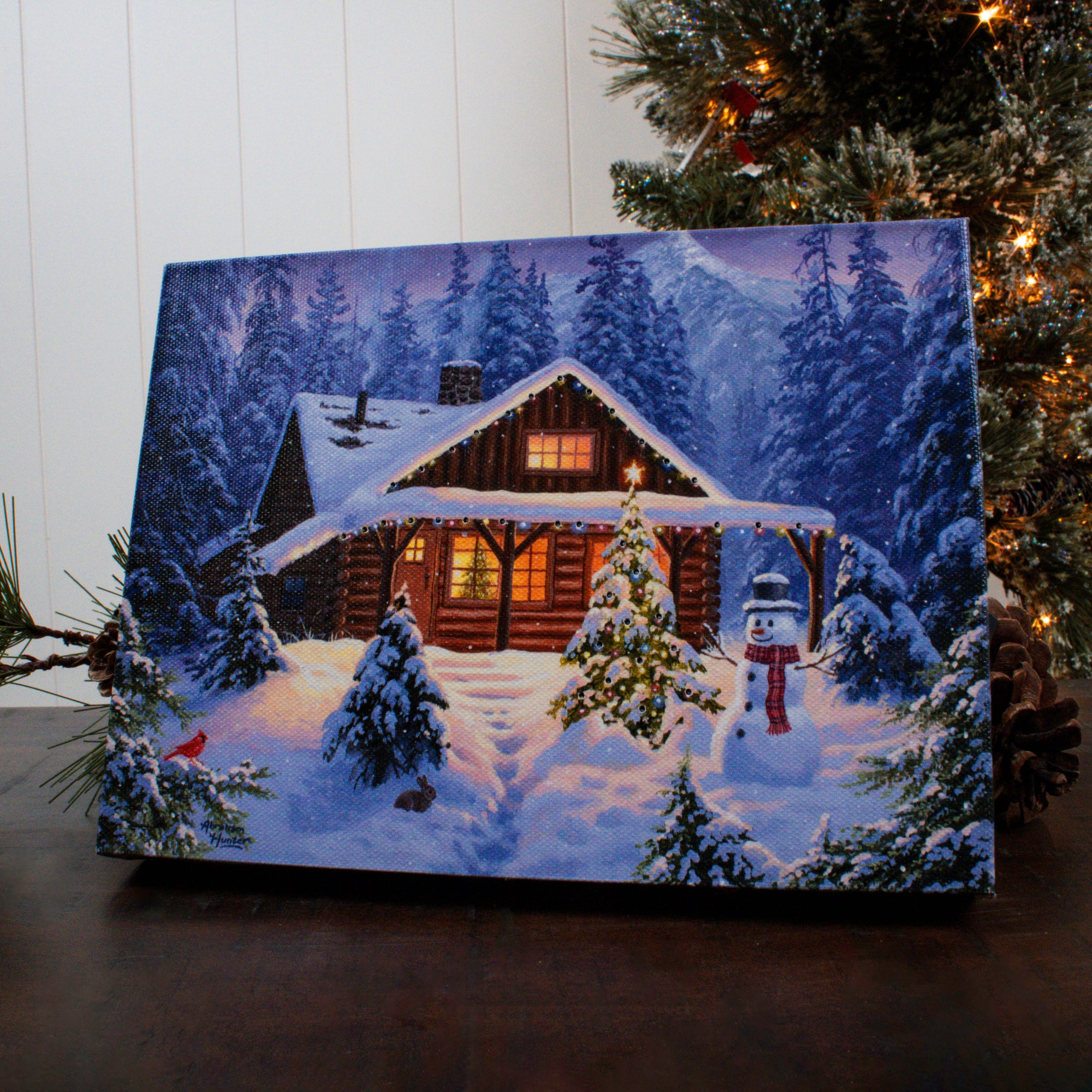 Holiday Retreat 8x6 Lighted Tabletop Canvas