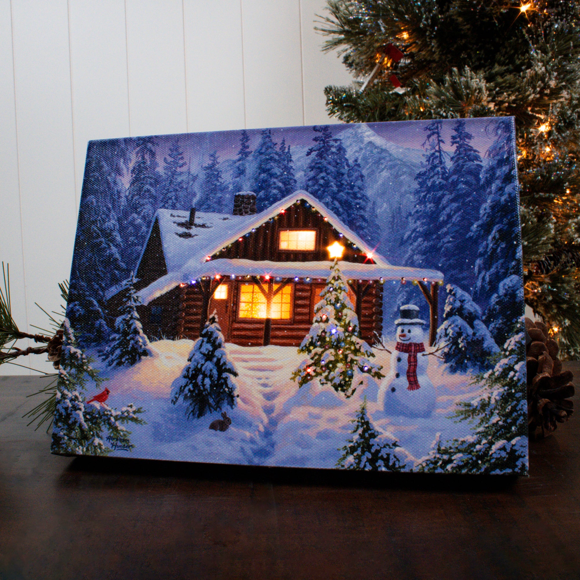 Holiday Retreat 8x6 Lighted Tabletop Canvas