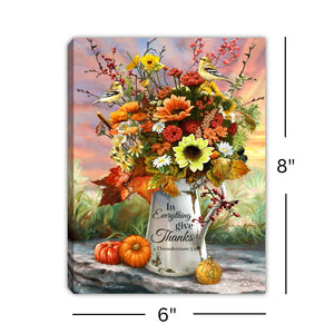 Give Thanks Flowers 8x6 Lighted Tabletop Canvas