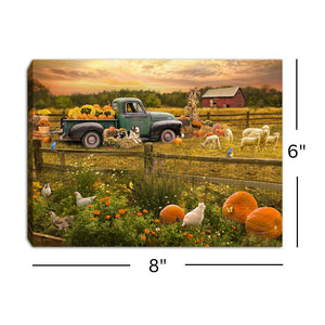 Harvest Truck 8x6 Lighted Tabletop Canvas