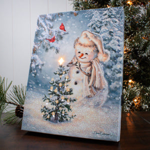 Snowman Christmas 8x6 Lighted Tabletop Canvas