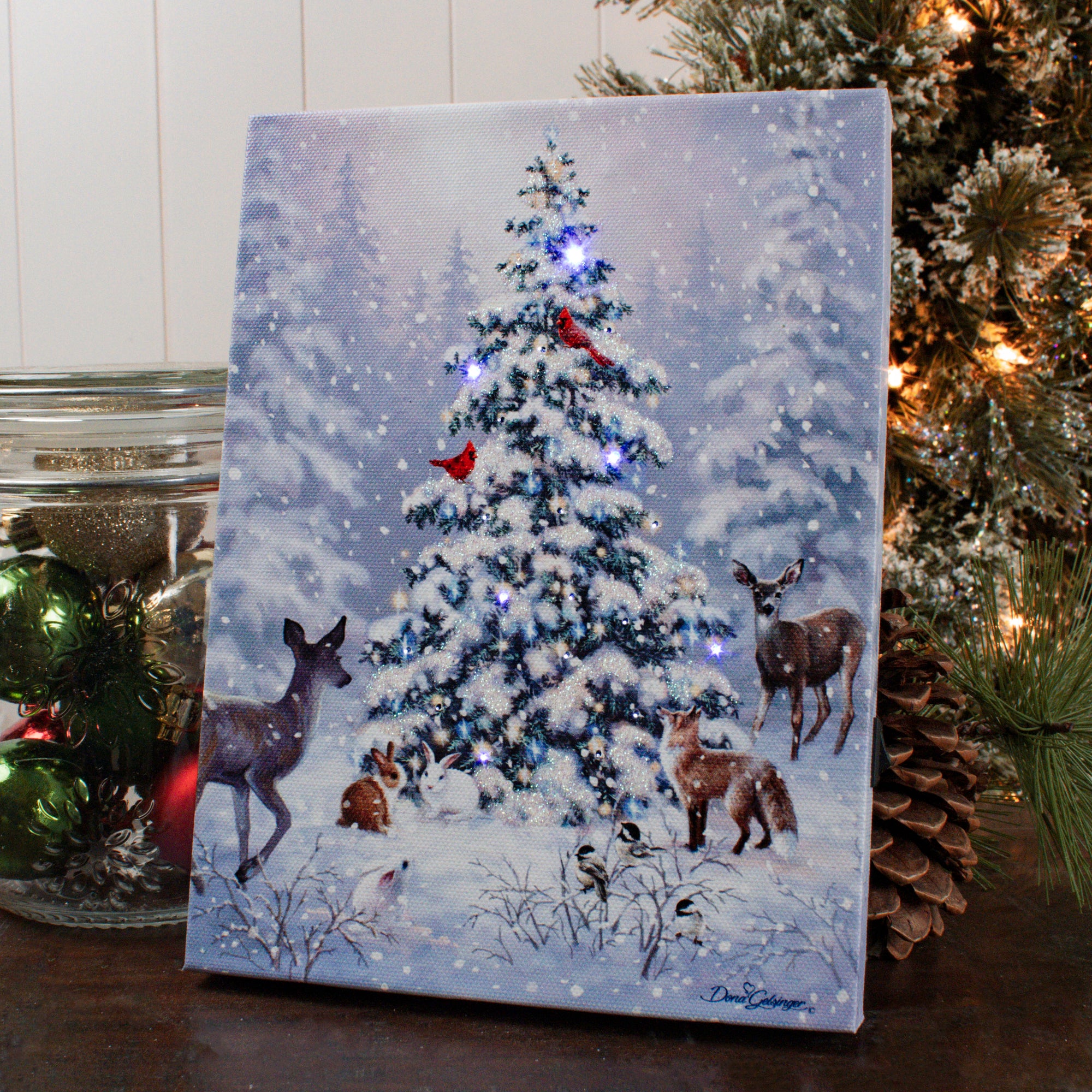 Woodland Christmas 8x6 Lighted Tabletop Canvas