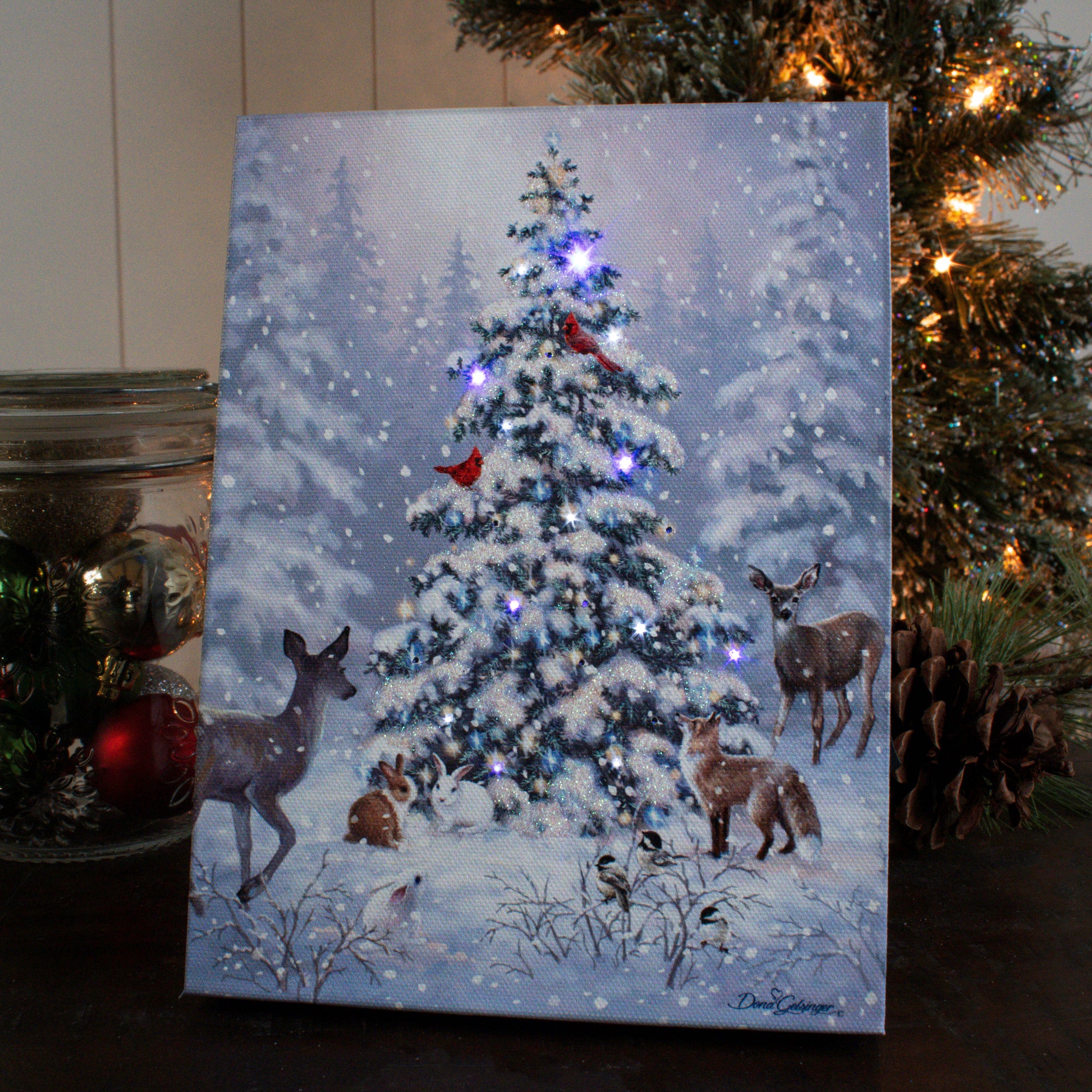 Woodland Christmas 8x6 Lighted Tabletop Canvas