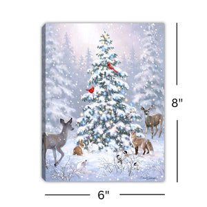 Woodland Christmas 8x6 Lighted Tabletop Canvas