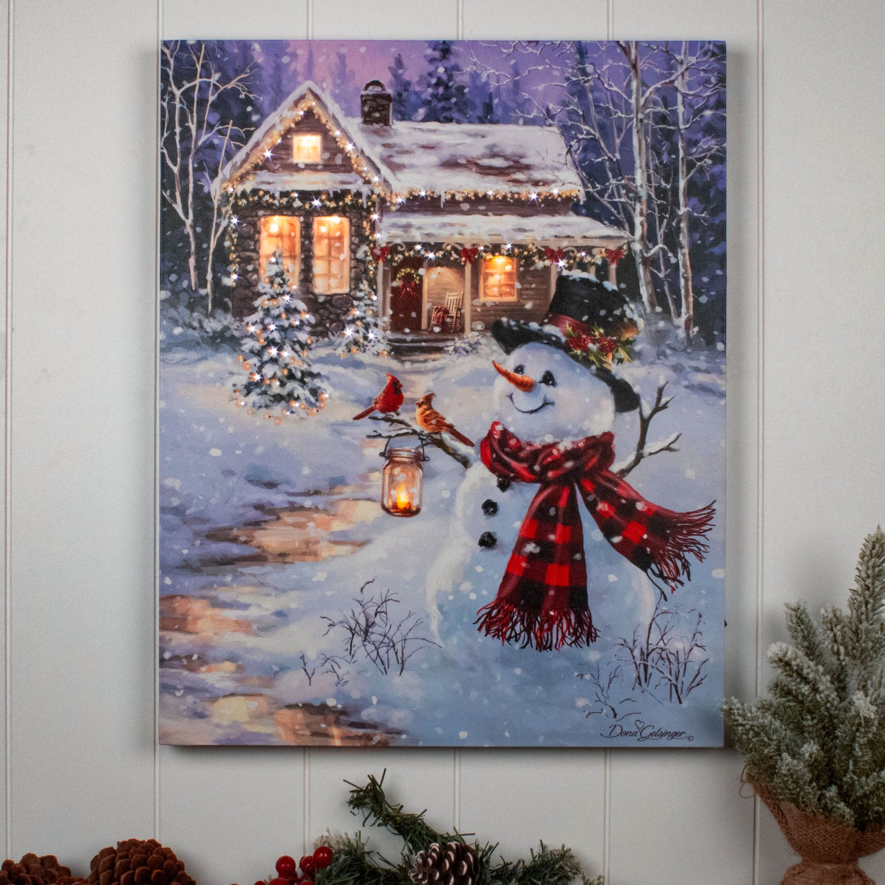 The Holiday Aisle® Lighted Fiber Optic and LED Canvas 16x20 - The