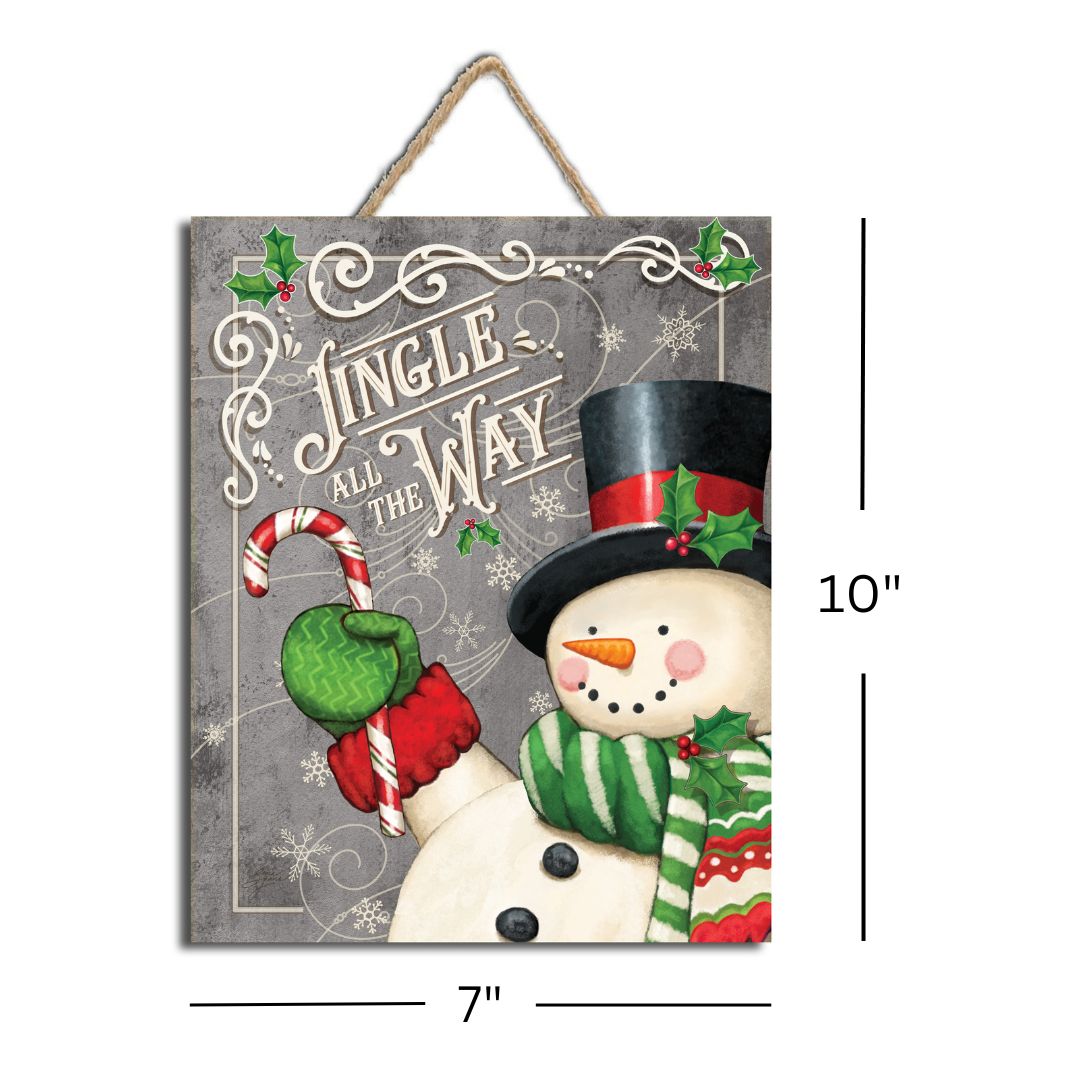 Jingle All the Way Wooden Sign with Rope Hanger