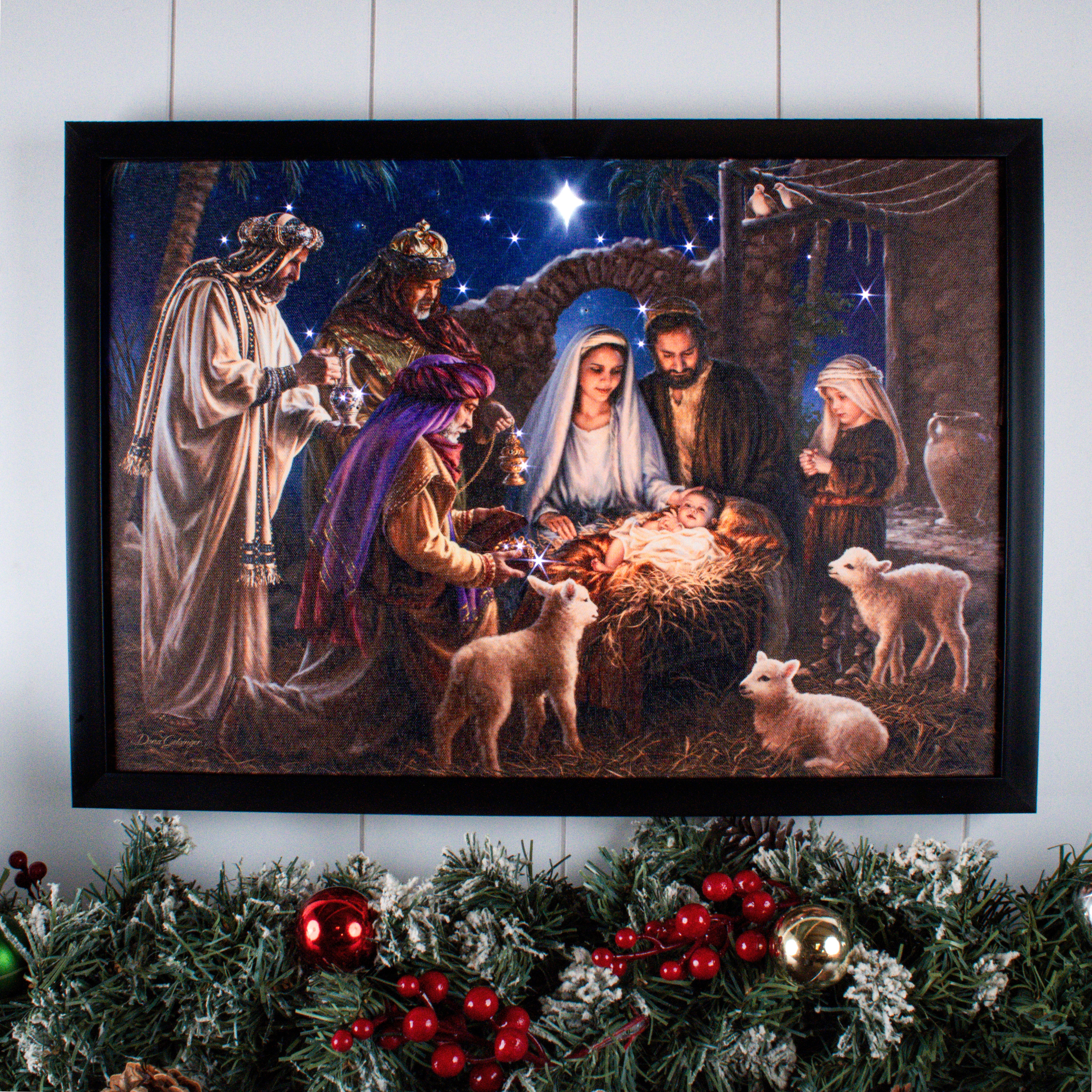 Framed Christmas Picture, Nativity, 16” x 20, Canvas