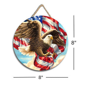Liberty Eagle Wooden Sign with Rope Hanger
