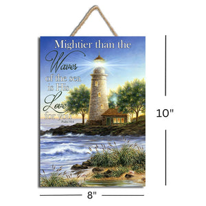 Lighthouse Wooden Sign with Rope Hanger