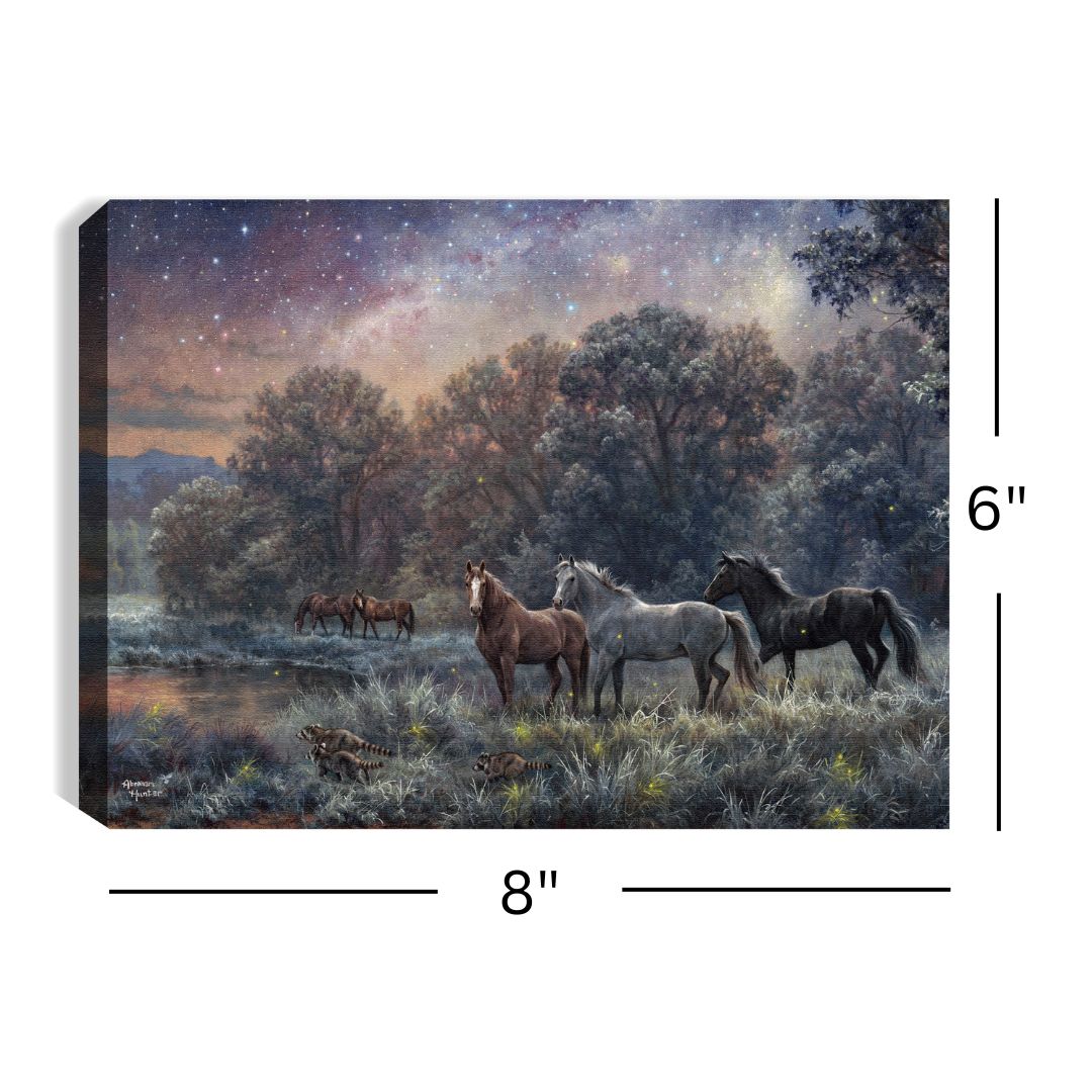 My Farm at Night 8x6 Lighted Tabletop Canvas