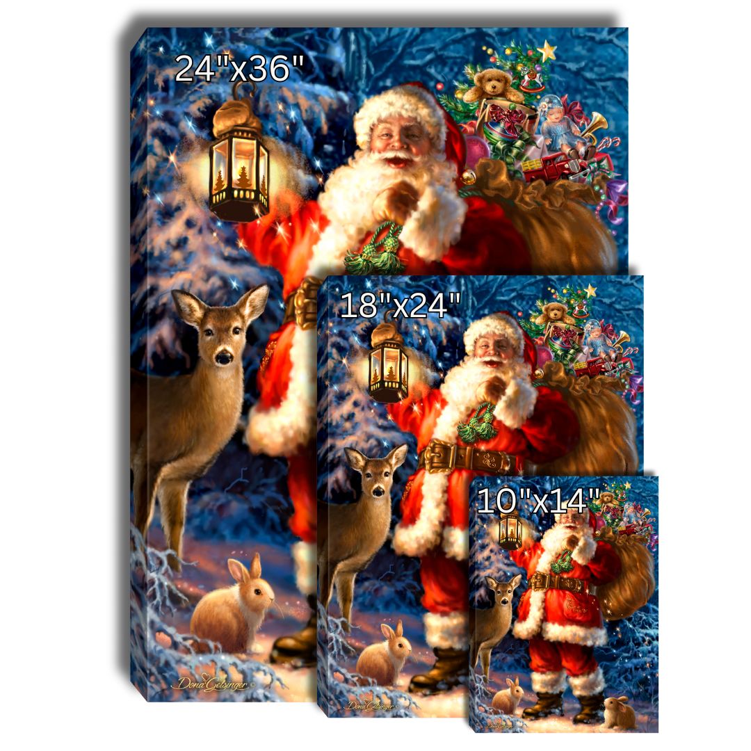 Woodland Santa Canvas Wall Art