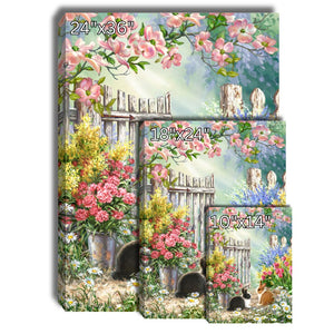 Blossoms and Bunnies Canvas Wall Art