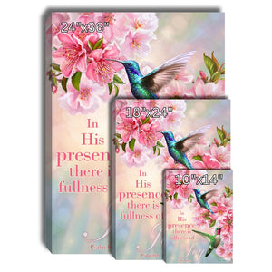 Hummingbirds in Spring with Scripture Canvas Wall Art