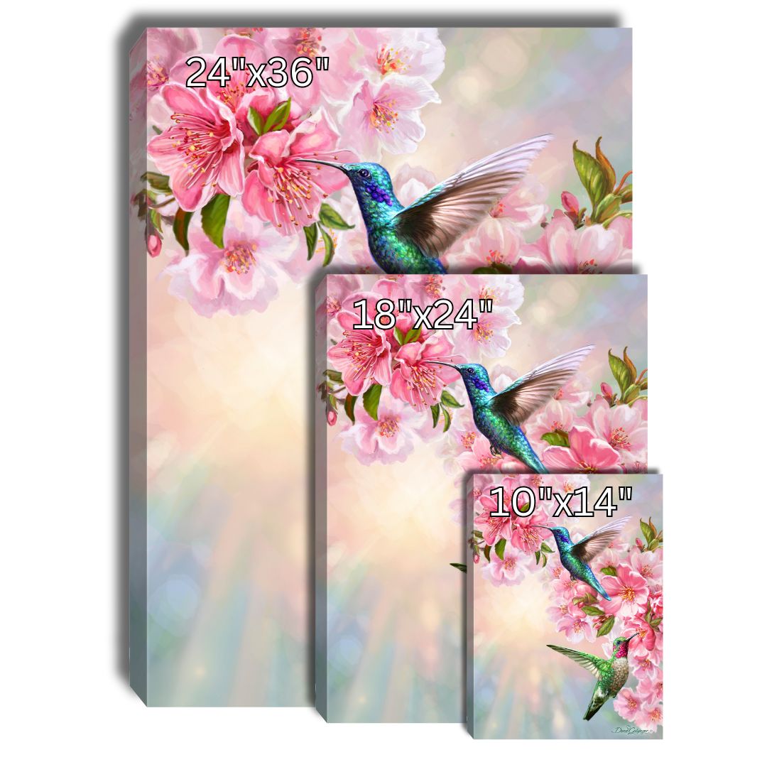 Hummingbirds in Spring Canvas Wall Art