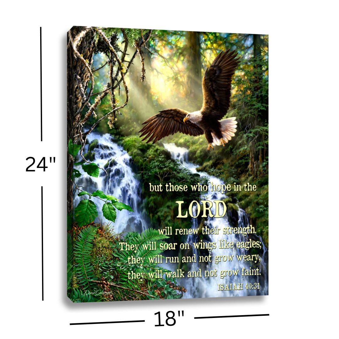 Eagle's Flight with Scripture 18x24 Fully Illuminated LED Wall Art