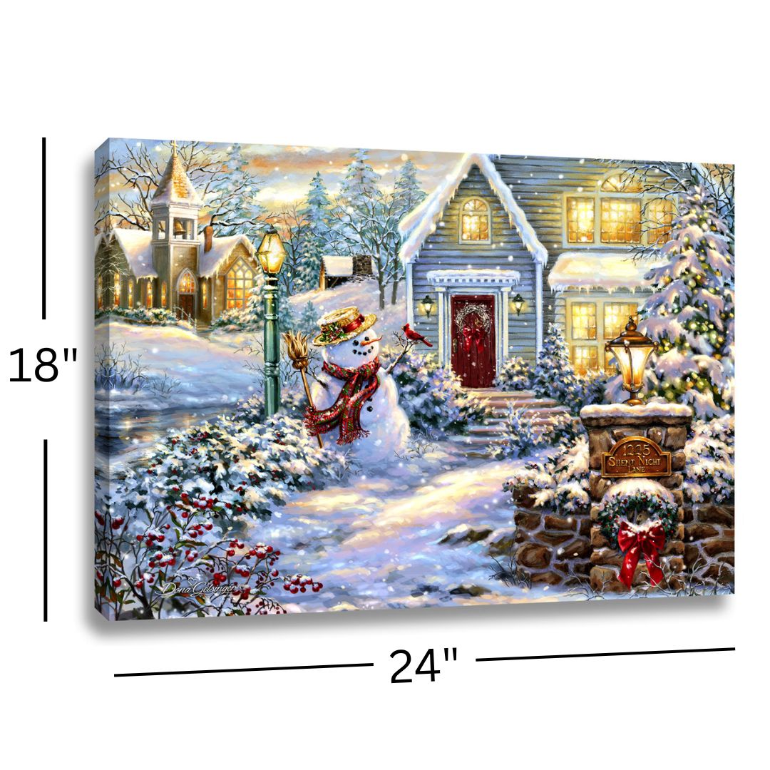 Silent Night Lane 18x24 Fully Illuminated LED Wall Art