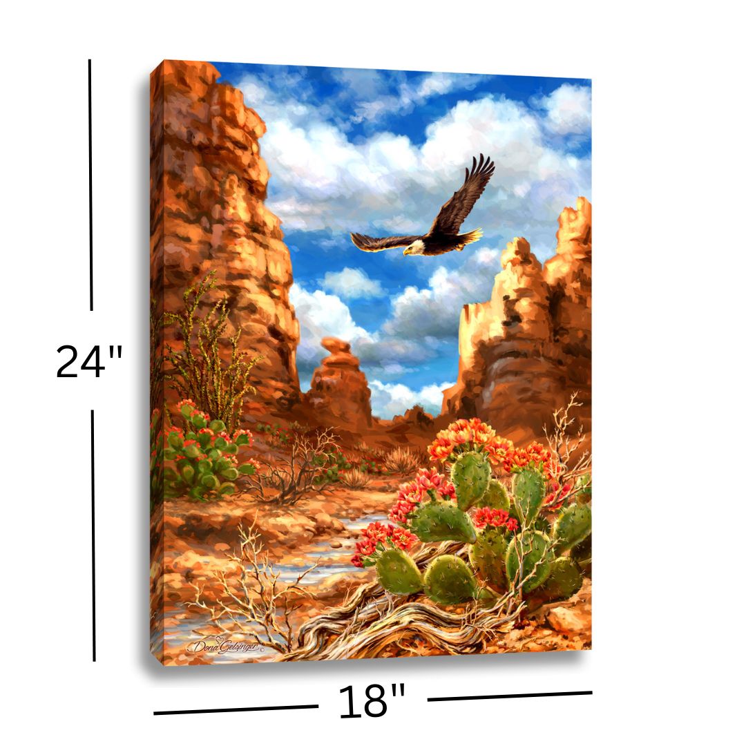 Red Rock Eagle 18x24 Fully Illuminated LED Wall Art