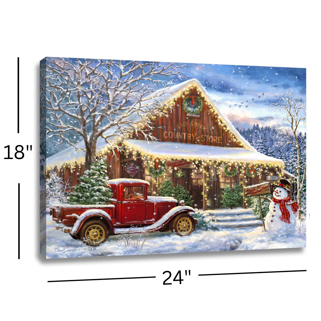 Country Store Christmas 18x24 Fully Illuminated LED Wall Art